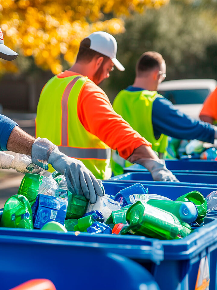 Eco-friendly junk removal Shreveport residents sorting recyclable materials with professional green disposal services